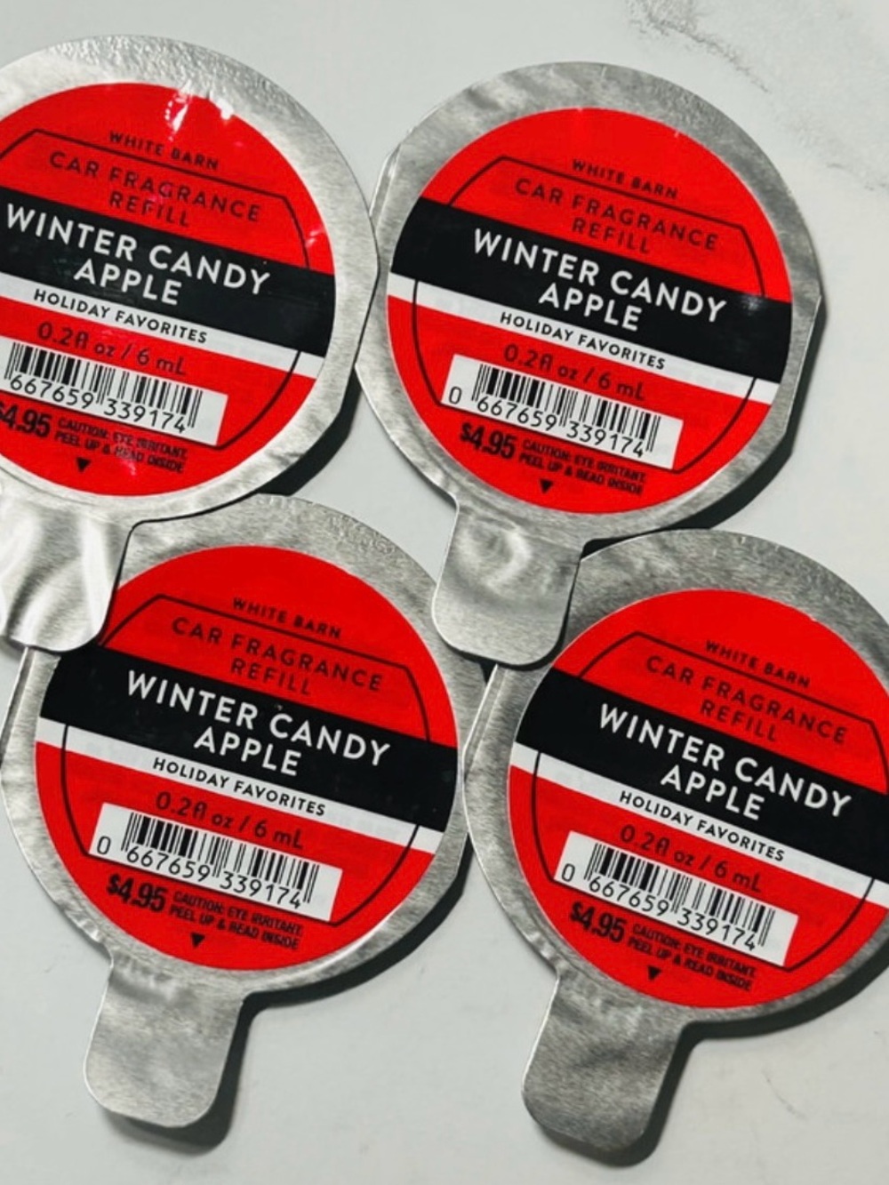 Bath & Body Works / White Barn Winter Candy Apple Car Fragrance Refills 4-Pack 🍎